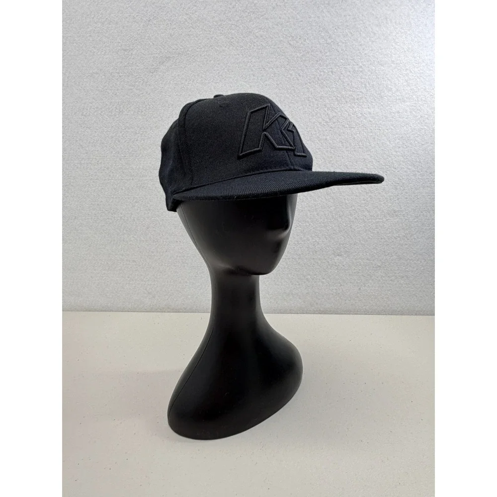 K1 Speed Racing Cap Black Embroidered Flat Brim Hat 6 7/8 - 7 1/4